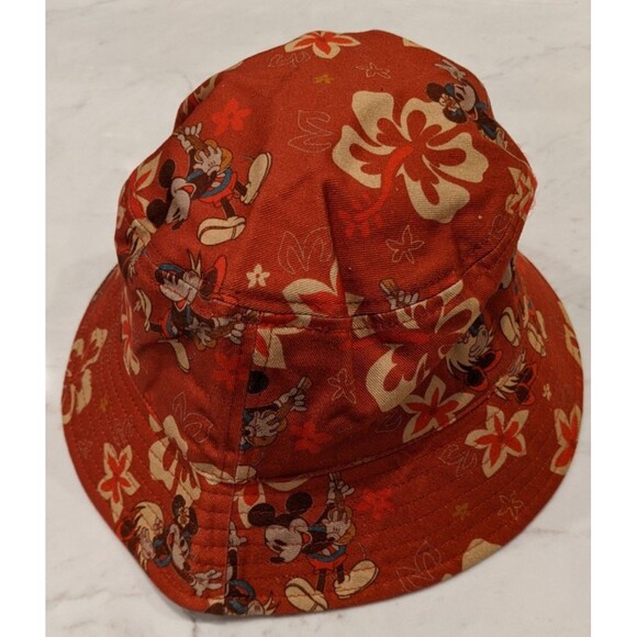 NEW~Disney Parks Mickey Minnie Mouse Retro Tropical Floral Bucket Hat Hawaii - Picture 5 of 7